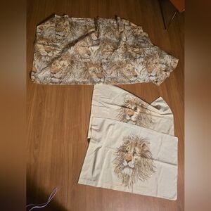 Lion Print Vintage Bed Sheet Set Queen